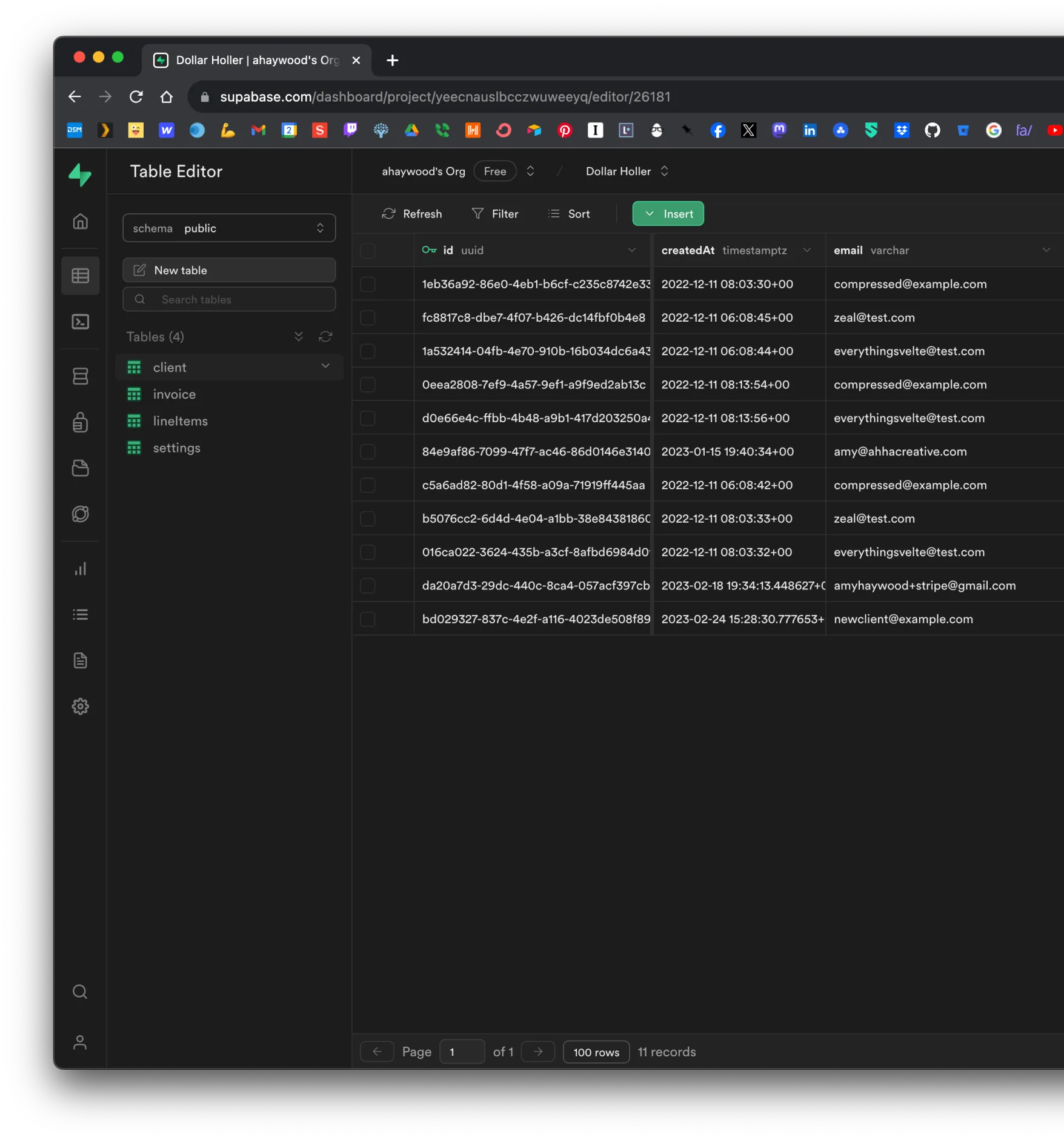 Screenshot of Supabase